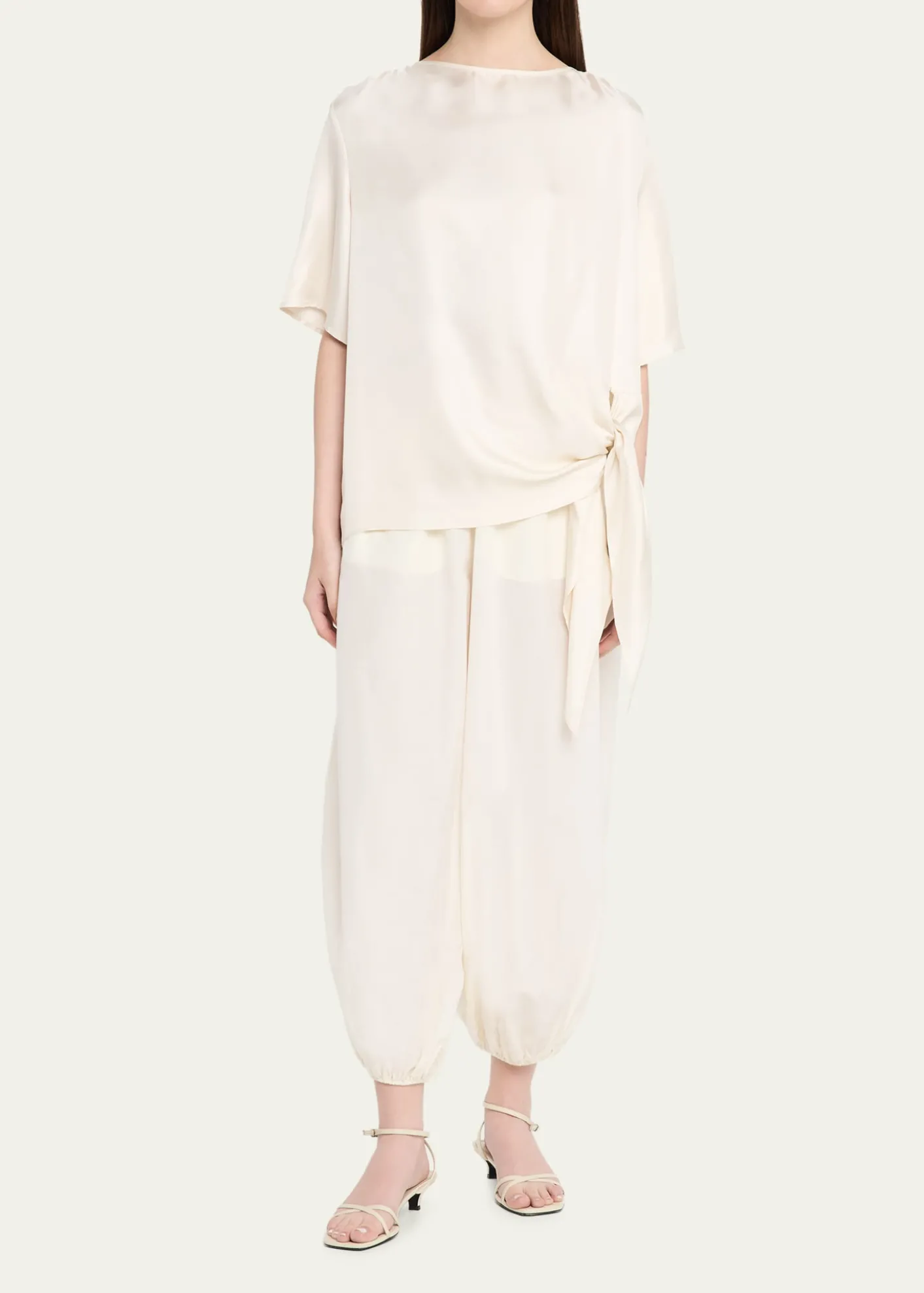 Loulou De SaisonMano Asymmetric Knotted Silk Blouse