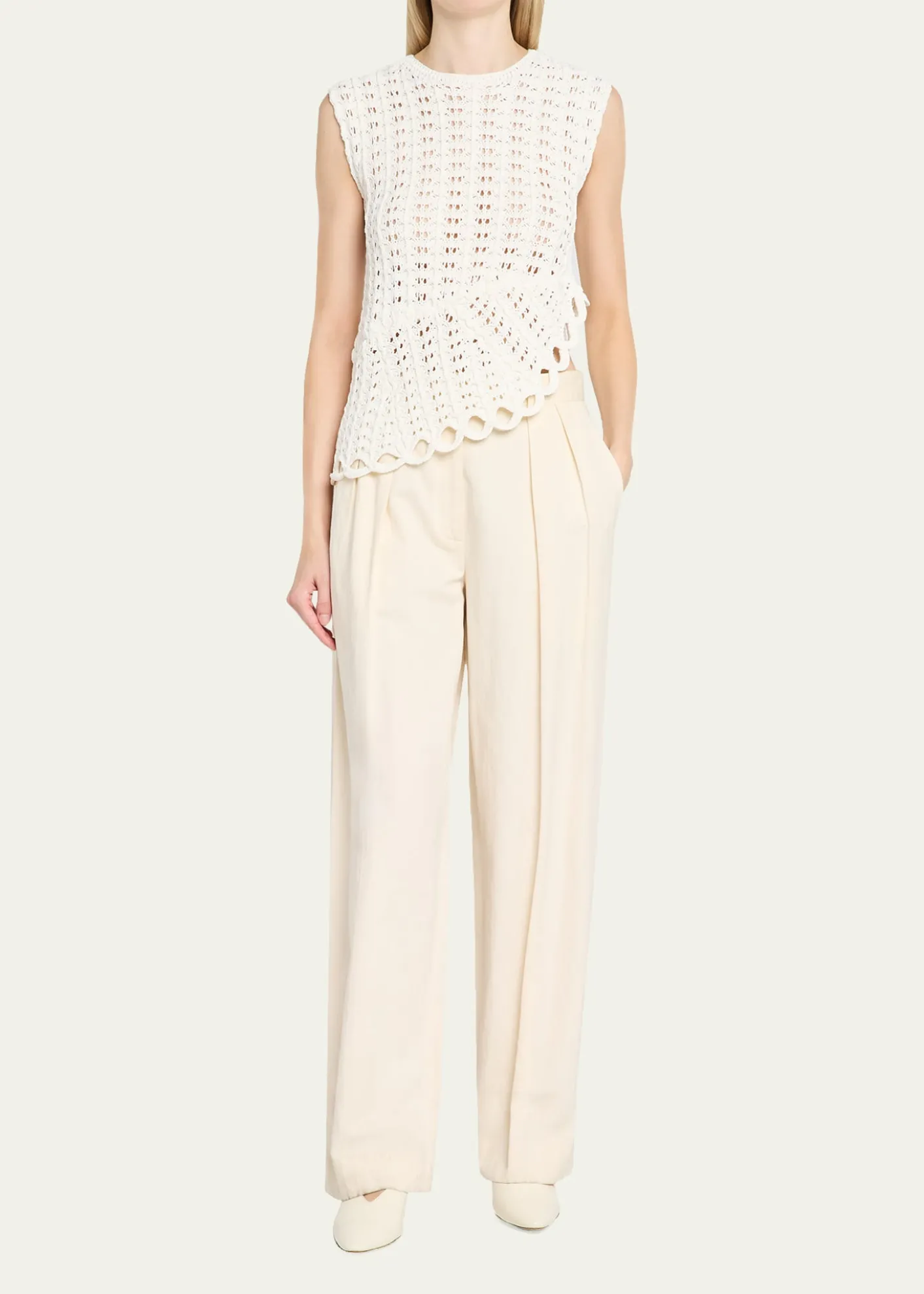 Loulou De SaisonSaez Crochet Asymmetric Sleeveless Top