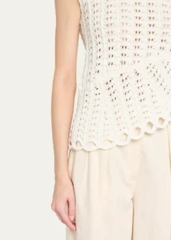 Loulou De SaisonSaez Crochet Asymmetric Sleeveless Top