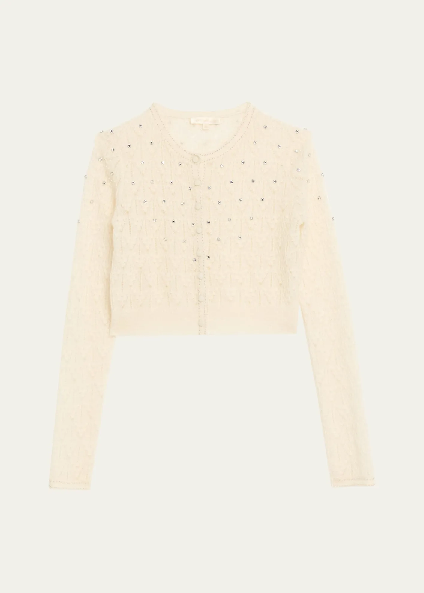 LoveShackFancyCalico Embellished Pointelle Cardigan