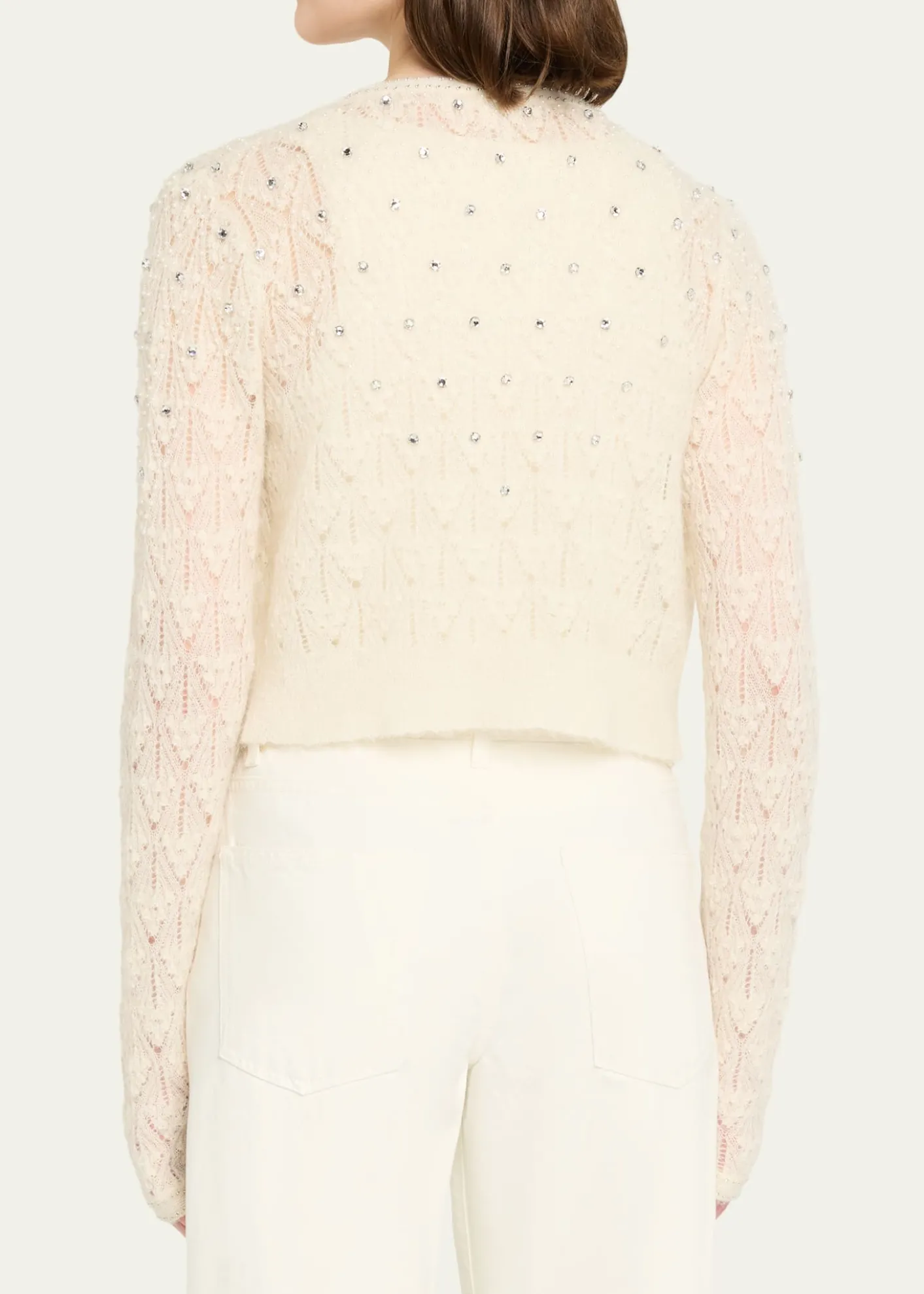 LoveShackFancyCalico Embellished Pointelle Cardigan