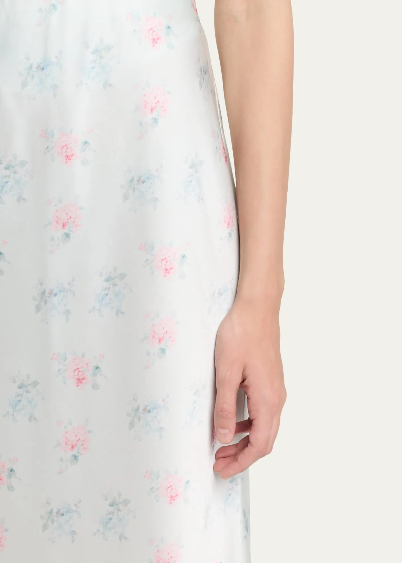 LoveShackFancyCastle Floral Satin Midi Skirt