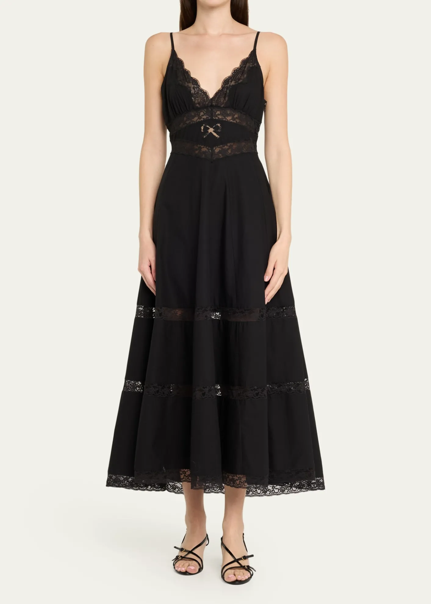 LoveShackFancyCatryn Lace-Trim Midi Dress