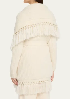 LoveShackFancyDaphira Fringe Alpaca Wrap Cardigan