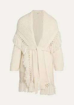 LoveShackFancyDaphira Fringe Alpaca Wrap Cardigan