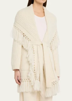 LoveShackFancyDaphira Fringe Alpaca Wrap Cardigan