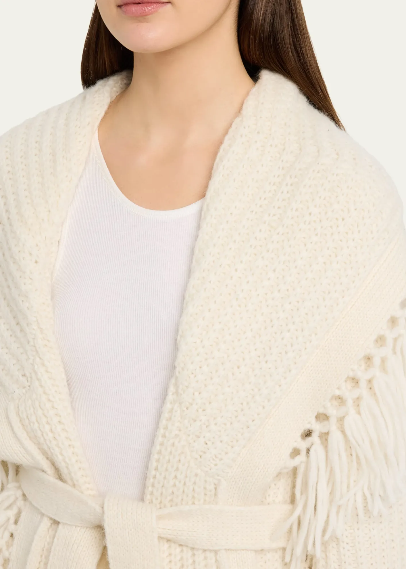 LoveShackFancyDaphira Fringe Alpaca Wrap Cardigan