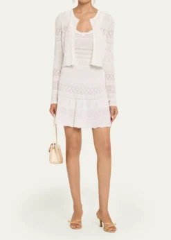 LoveShackFancyDarlena Fine Pointelle Knit Mini Dress
