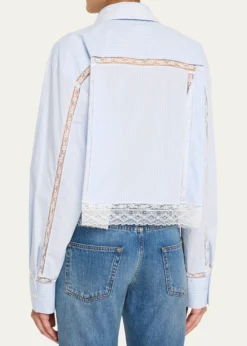 LoveShackFancyDelano Lace-Trim Striped Shirt