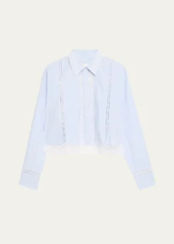 LoveShackFancyDelano Lace-Trim Striped Shirt