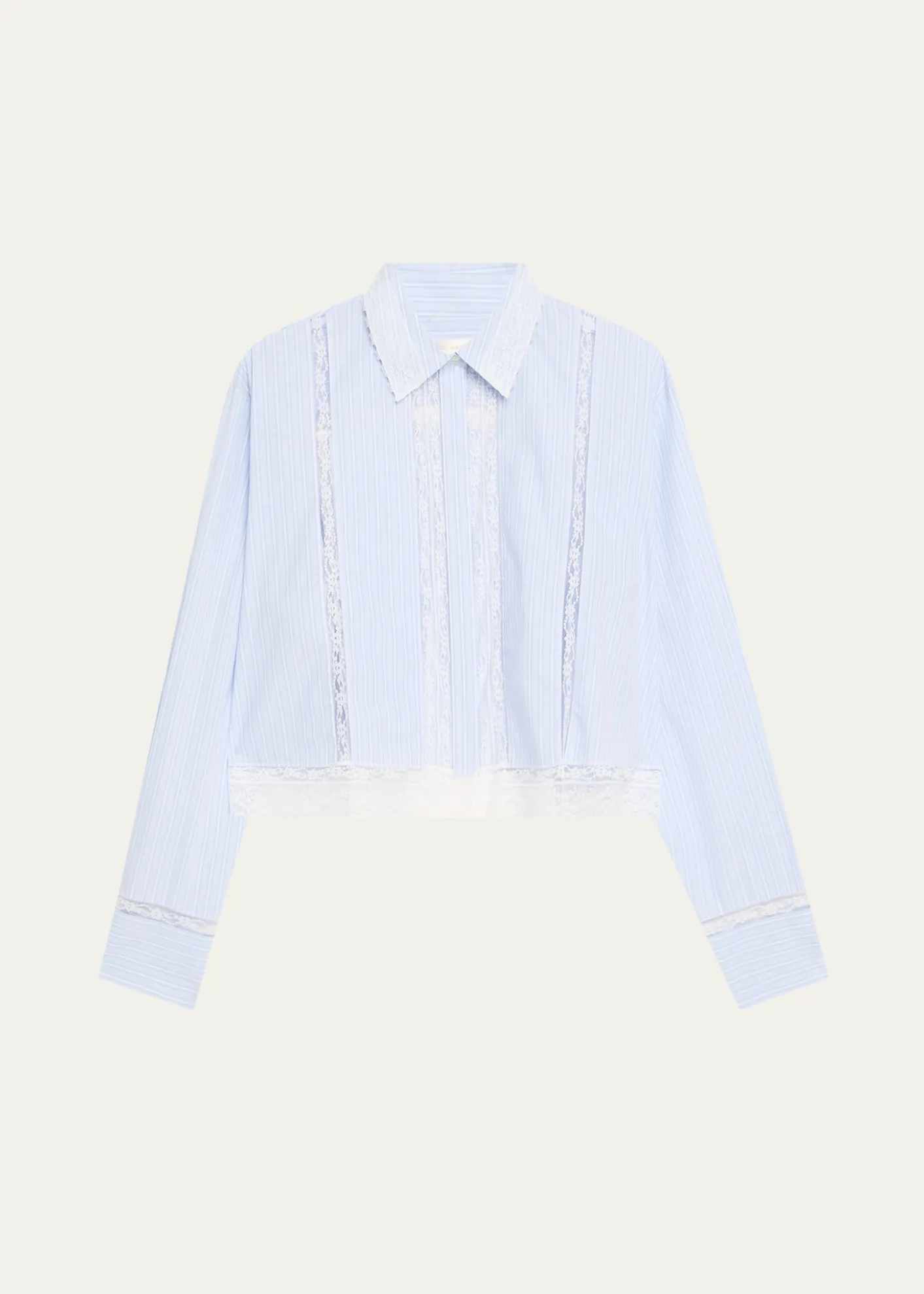 LoveShackFancyDelano Lace-Trim Striped Shirt