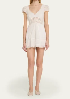 LoveShackFancyEdena Cotton Victorian Mini Dress