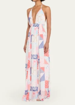 LoveShackFancyFancy Patchwork Chiffon Maxi Dress
