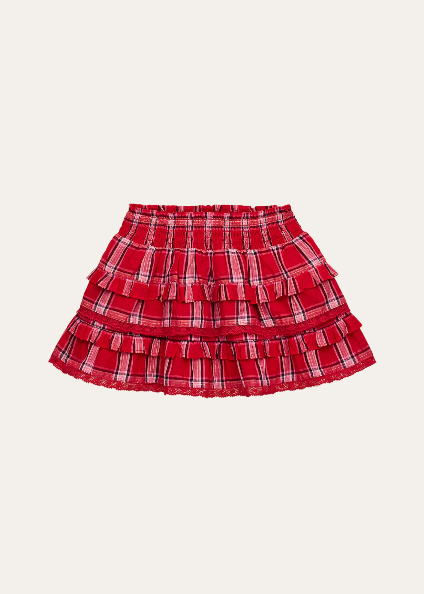 LoveShackFancyGirl's Billie Tiered Tartan Mini Skirt, Size 4-6
