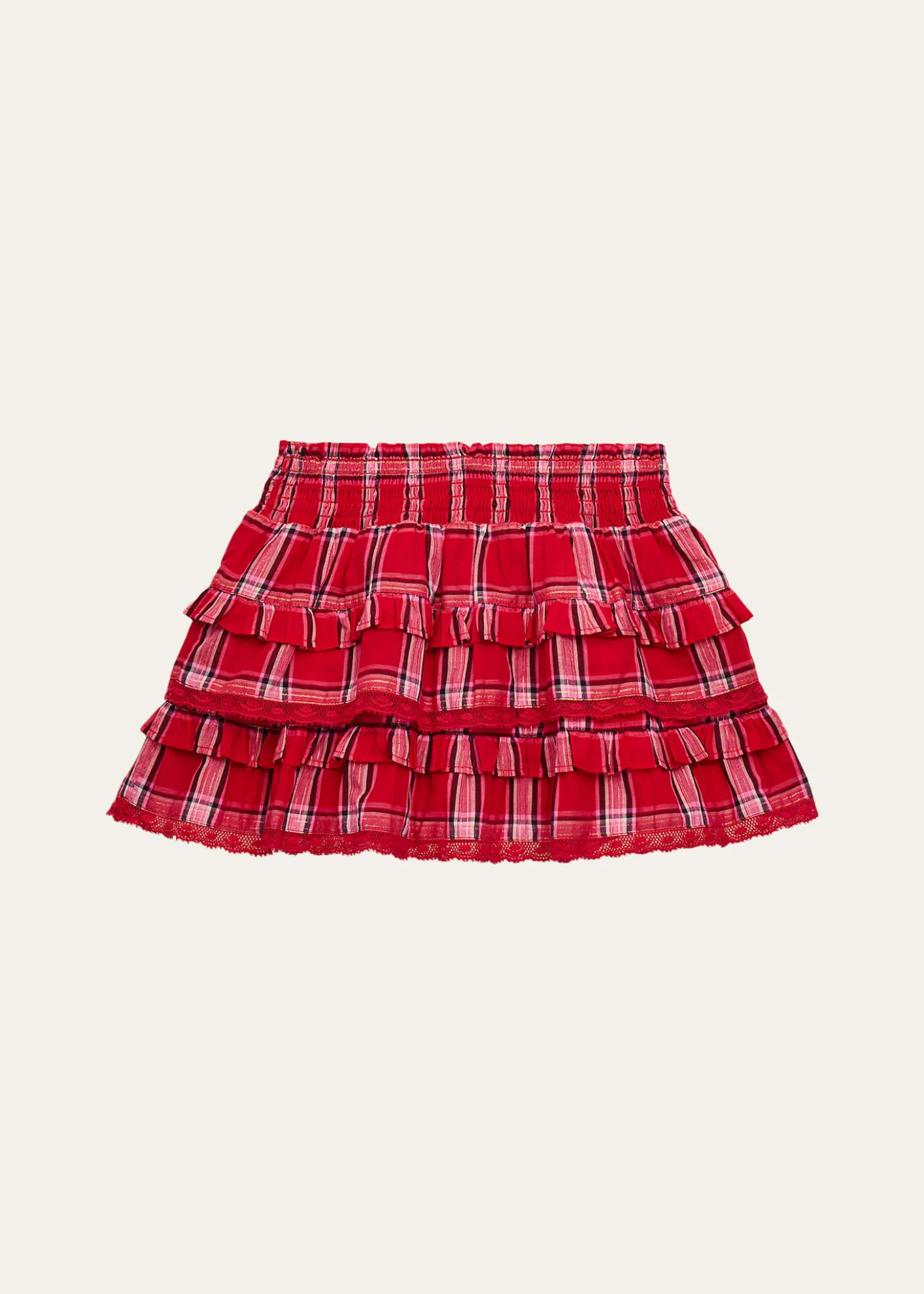 LoveShackFancyGirl's Billie Tiered Tartan Mini Skirt, Size 4-6