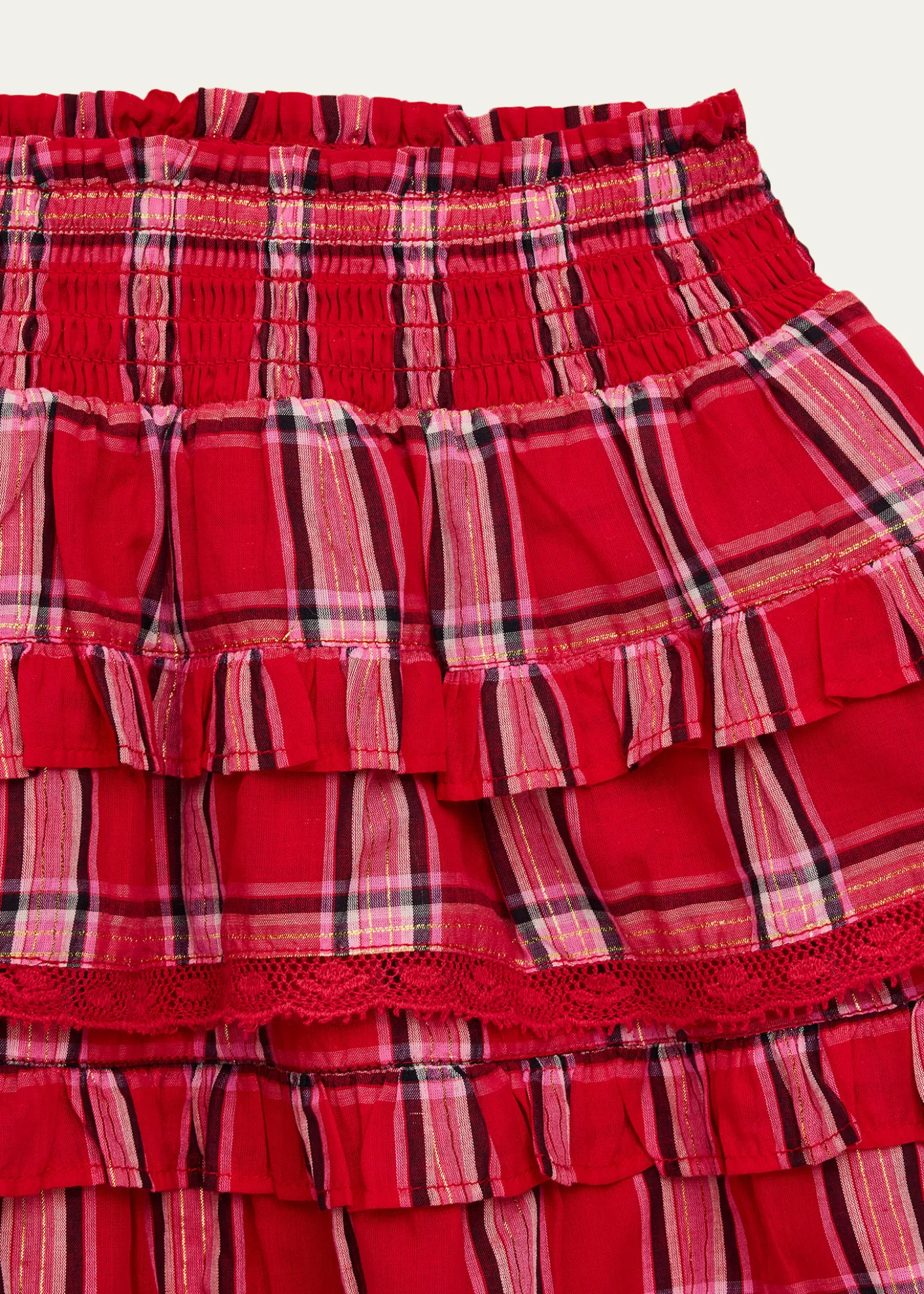 LoveShackFancyGirl's Billie Tiered Tartan Mini Skirt, Size 4-6