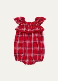 LoveShackFancyGirl's Carlita Tartan Pinafore Romper, Size 0M-18M