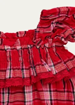 LoveShackFancyGirl's Carlita Tartan Pinafore Romper, Size 0M-18M