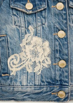 LoveShackFancyGirl's Lavina Lace Applique Denim Jacket, Size 2-6