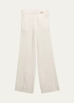 LoveShackFancyGirl's Shalley Cable-Knit Pants, Size 2-6