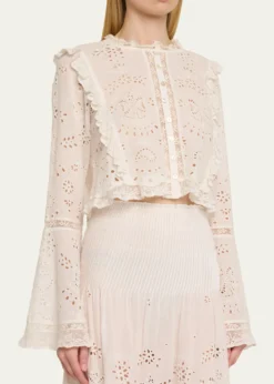 LoveShackFancyHawthorn Eyelet-Embroidered Top