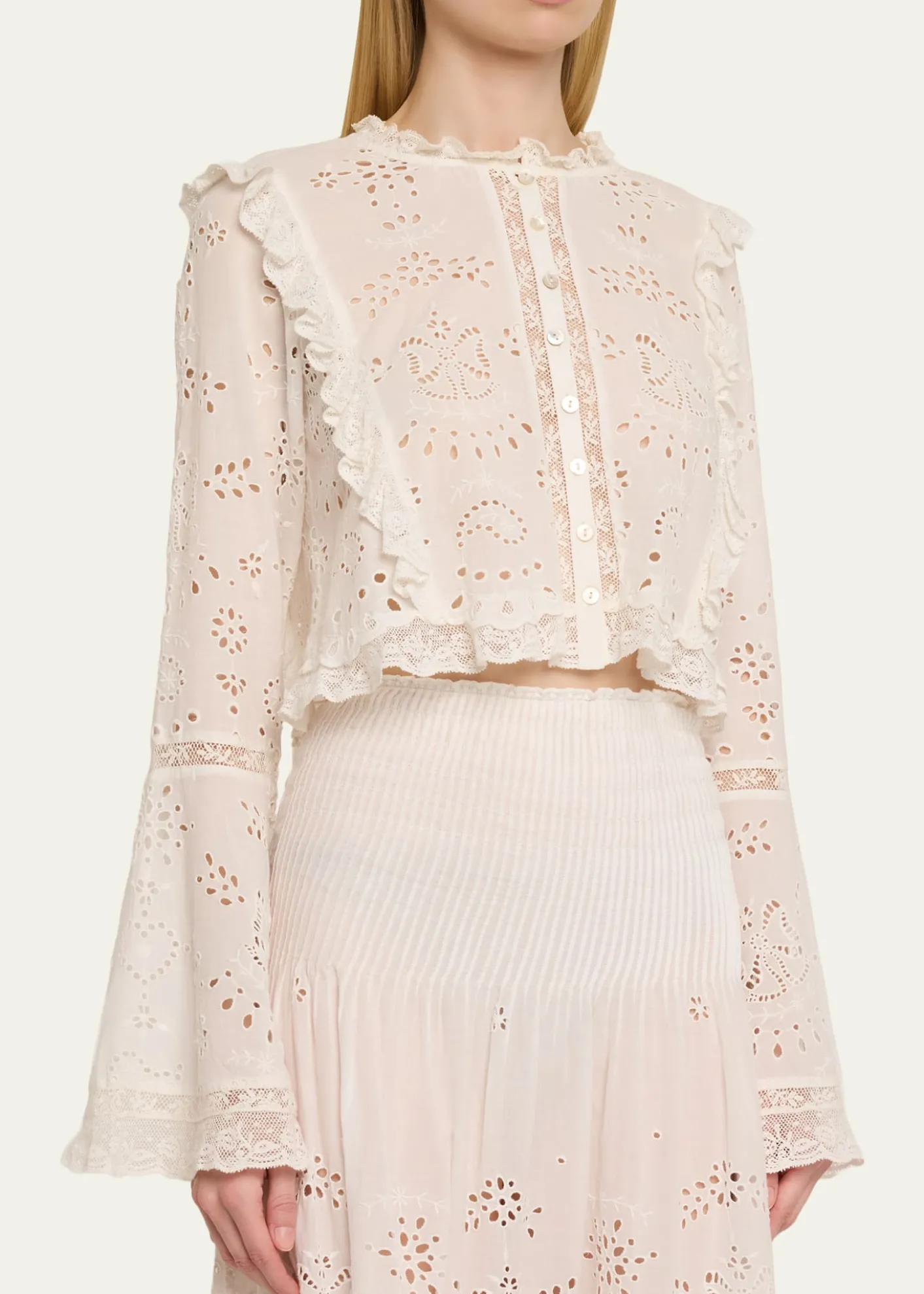 LoveShackFancyHawthorn Eyelet-Embroidered Top