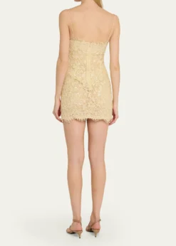 LoveShackFancyJetta Sequined Floral Lace Mini Dress
