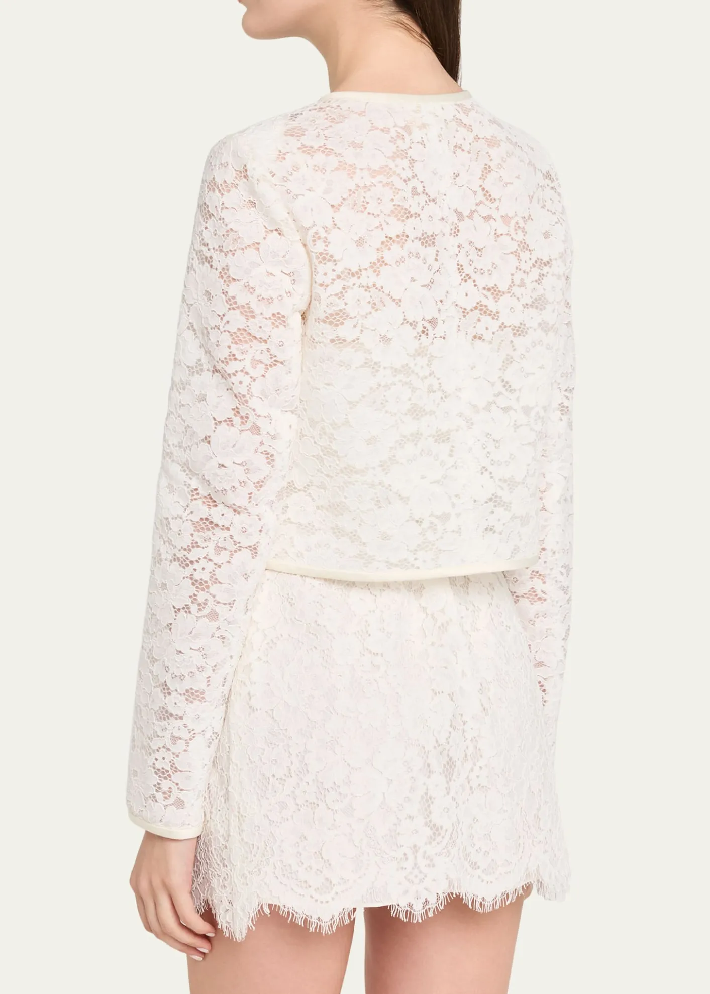 LoveShackFancyJunetta Floral Lace Cropped Jacket