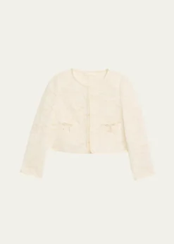LoveShackFancyJunetta Floral Lace Cropped Jacket