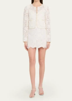 LoveShackFancyJunetta Floral Lace Cropped Jacket