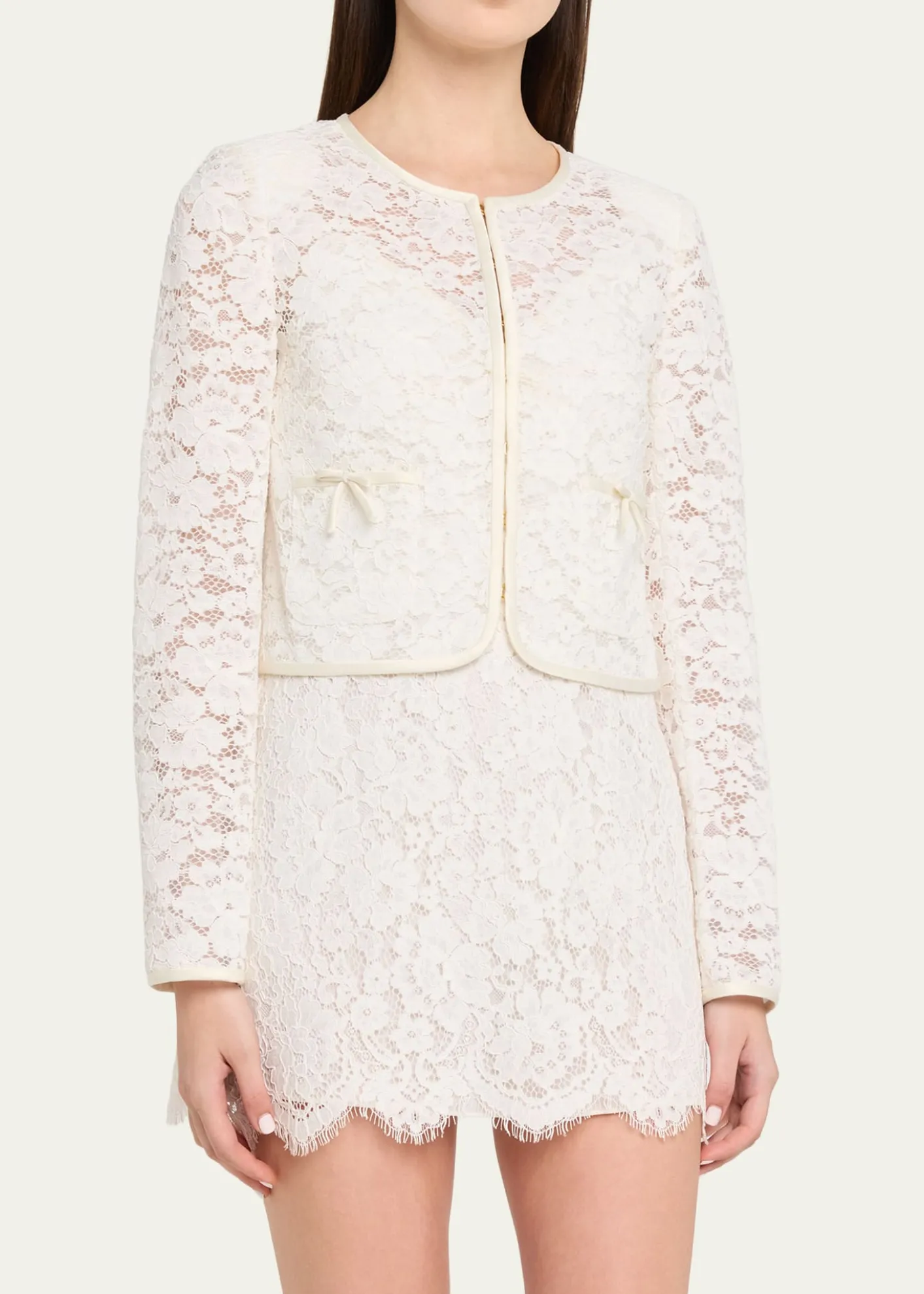 LoveShackFancyJunetta Floral Lace Cropped Jacket