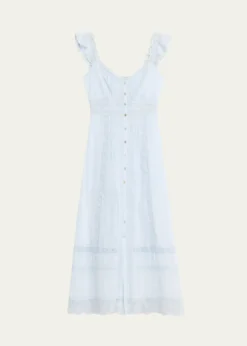 LoveShackFancyKailette Button-Front Maxi Dress