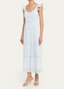 LoveShackFancyKailette Button-Front Maxi Dress