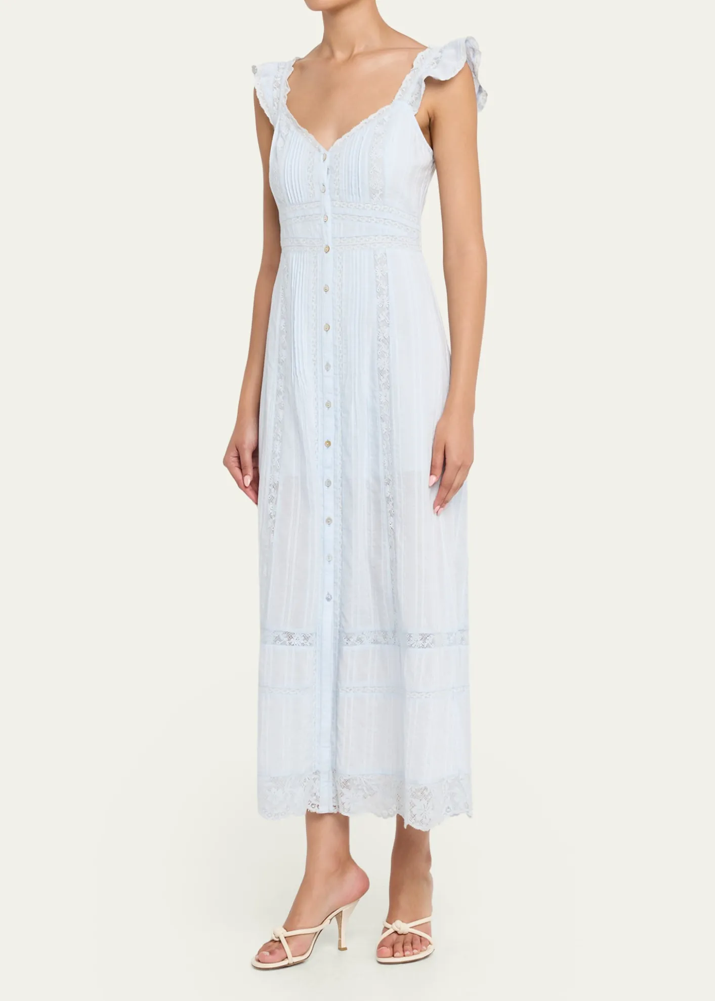 LoveShackFancyKailette Button-Front Maxi Dress