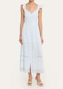 LoveShackFancyKailette Button-Front Maxi Dress