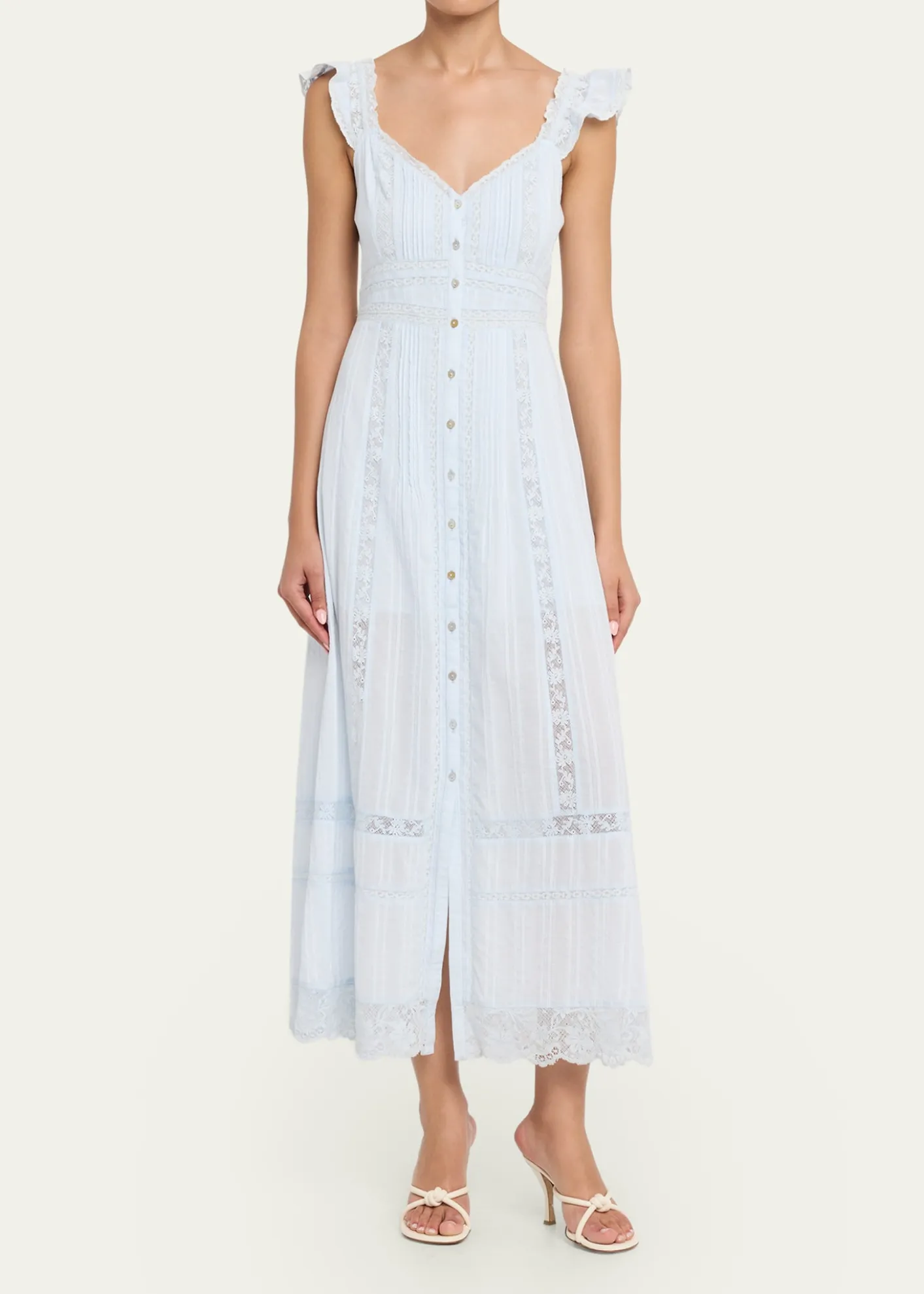 LoveShackFancyKailette Button-Front Maxi Dress