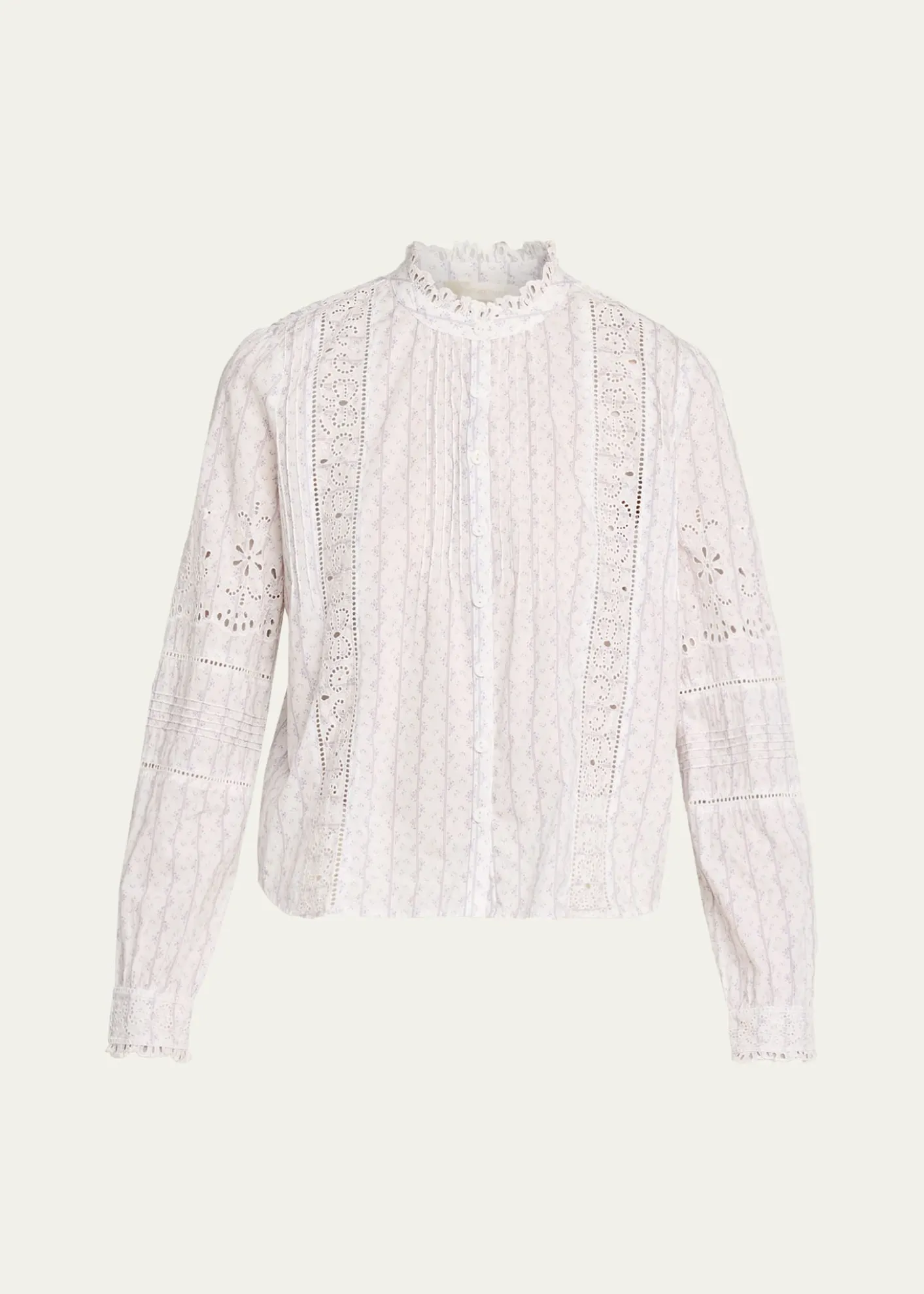 LoveShackFancyLal Embroidered Button-Front Top
