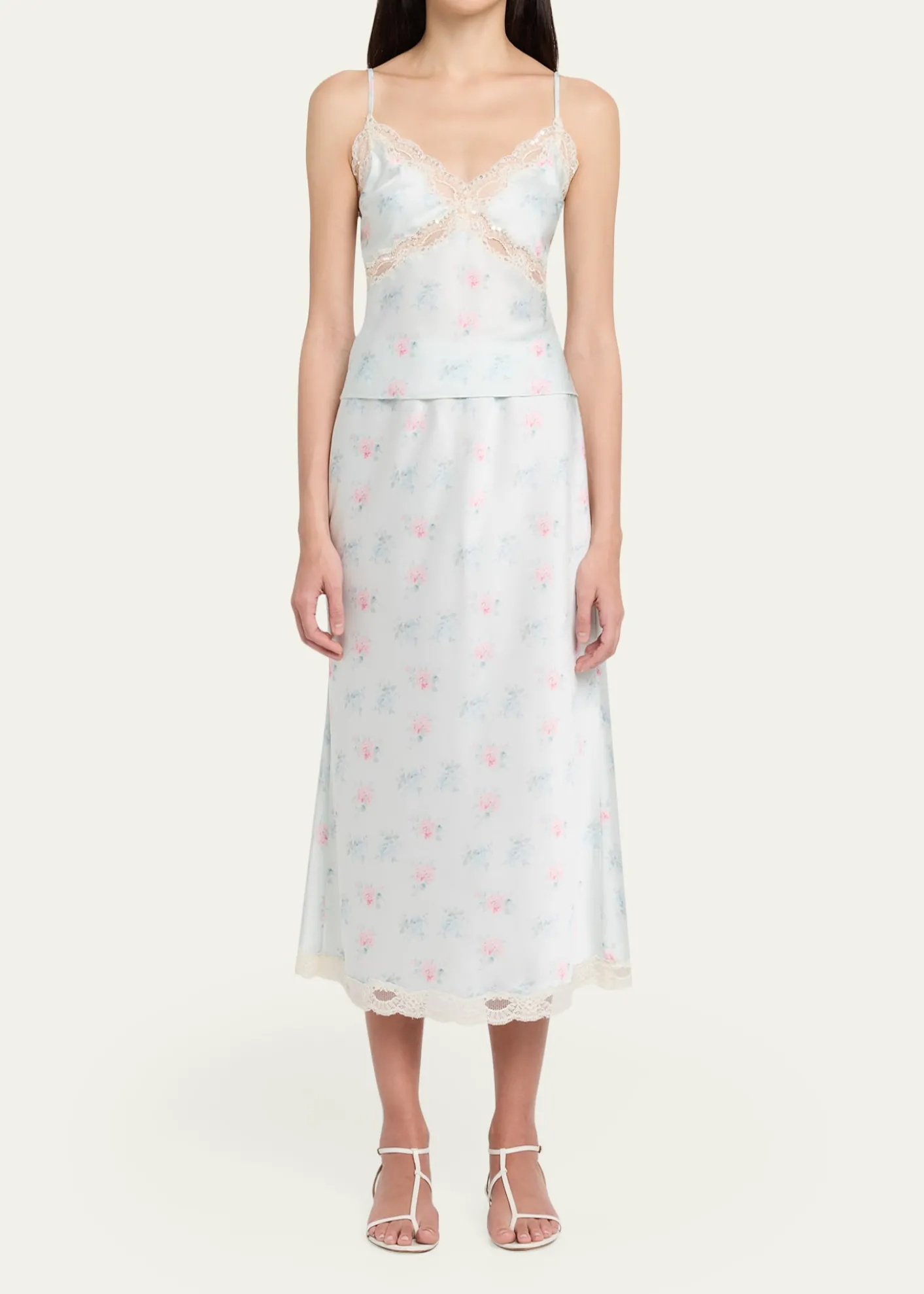LoveShackFancyLamora Floral Satin Tank Top