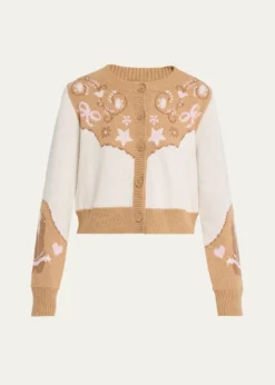 LoveShackFancyLeyah Wool-Blend Saddle Up Cardigan