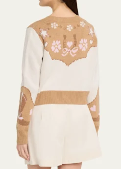 LoveShackFancyLeyah Wool-Blend Saddle Up Cardigan