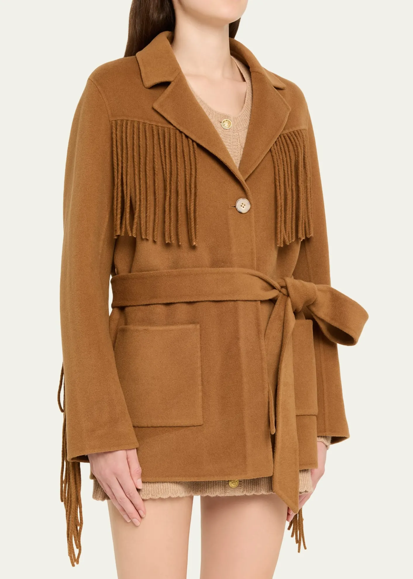 LoveShackFancyMaebella Fringe-Trim Jacket