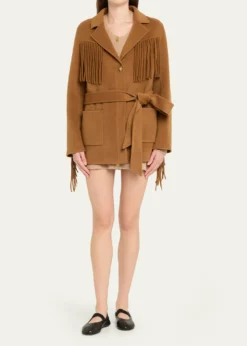 LoveShackFancyMaebella Fringe-Trim Jacket