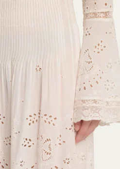 LoveShackFancyMallow Embroidered Cotton Midi Skirt
