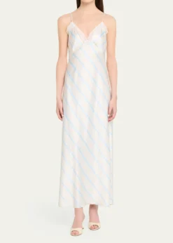 LoveShackFancyManuela Floral Satin Slip Dress