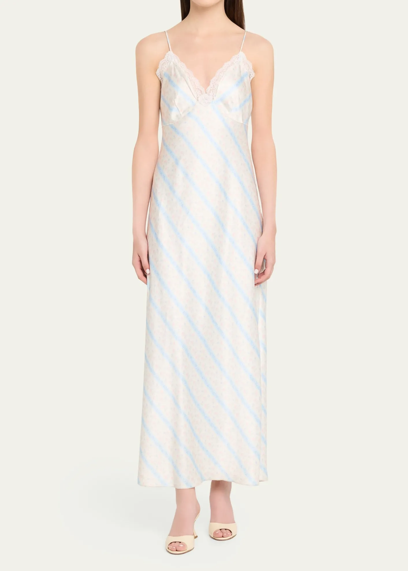 LoveShackFancyManuela Floral Satin Slip Dress