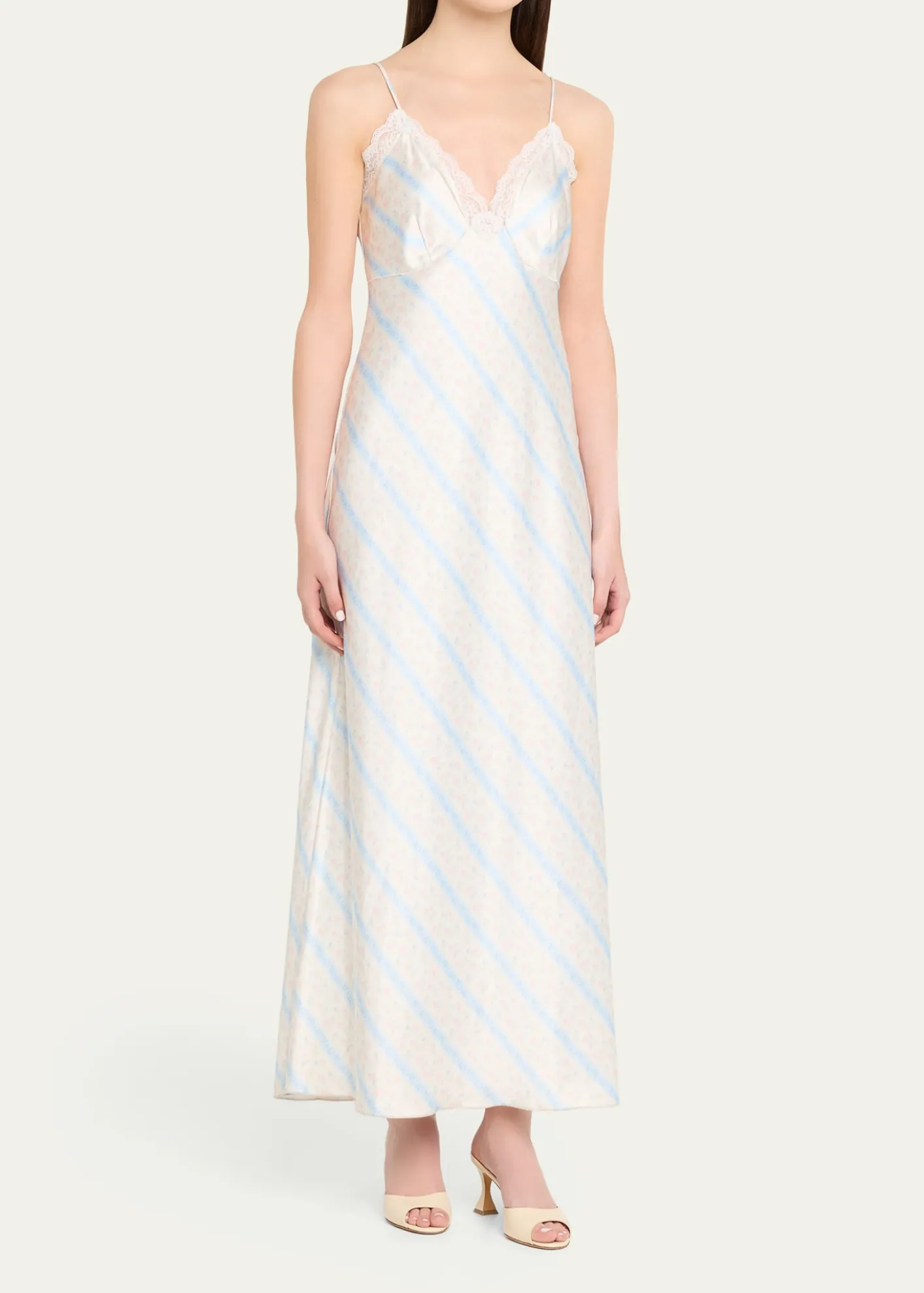 LoveShackFancyManuela Floral Satin Slip Dress