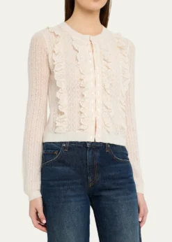 LoveShackFancyMelisse Eyelet Ruffle Cardigan