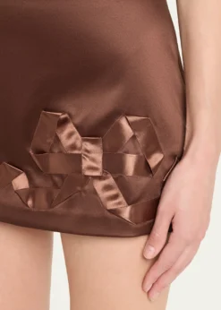LoveShackFancyNadina Satin Bow Detail Mini Skirt