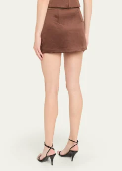 LoveShackFancyNadina Satin Bow Detail Mini Skirt