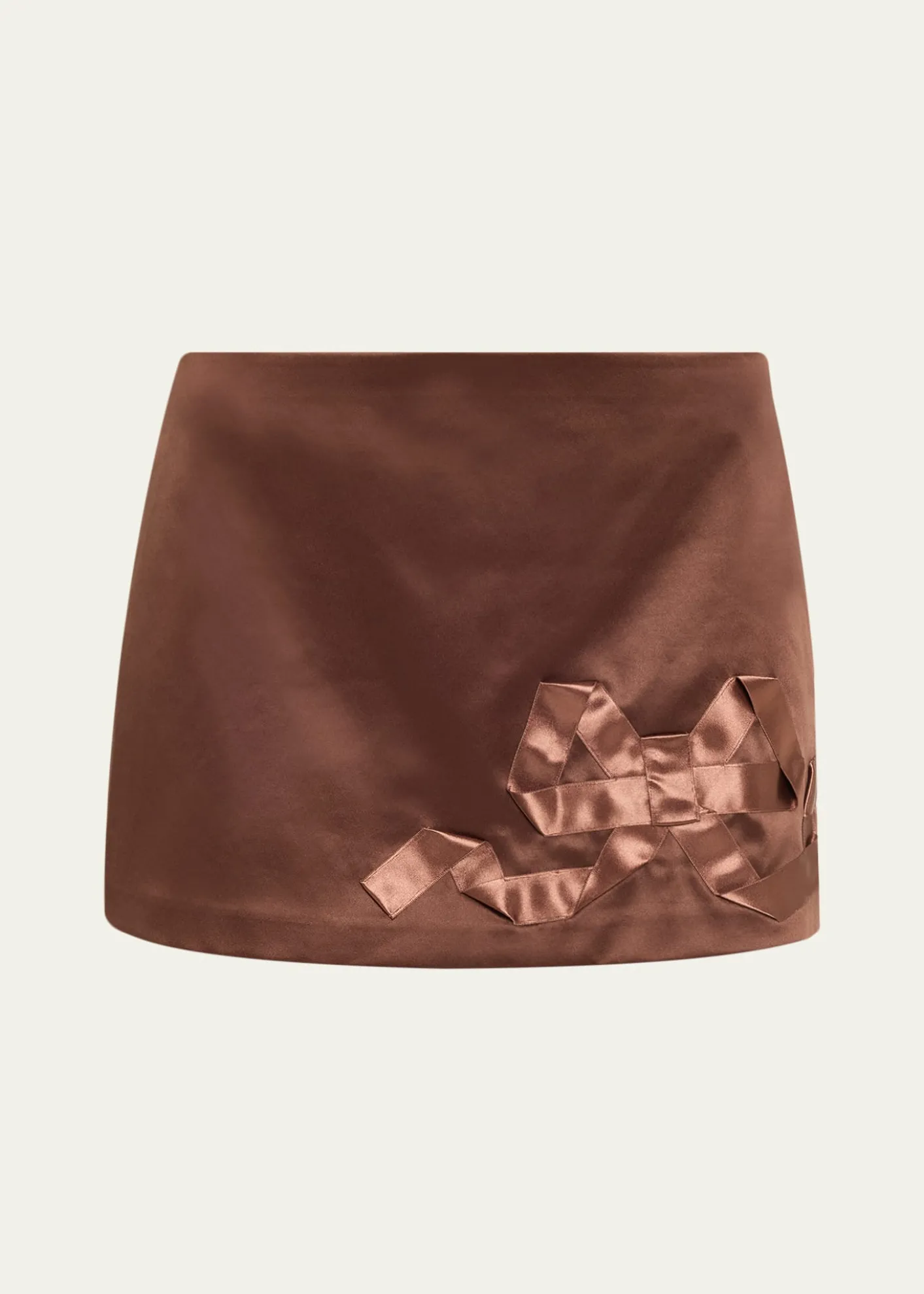 LoveShackFancyNadina Satin Bow Detail Mini Skirt